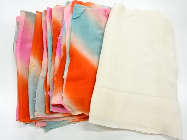 【彦兵衛mini】素材祭り！アンティーク錦紗・正絹振袖〜鳳凰に松・花柄〜 正統派古典 華徒然×吉木千沙都 白/赤 牡丹柄 TAKAZENオリジナル